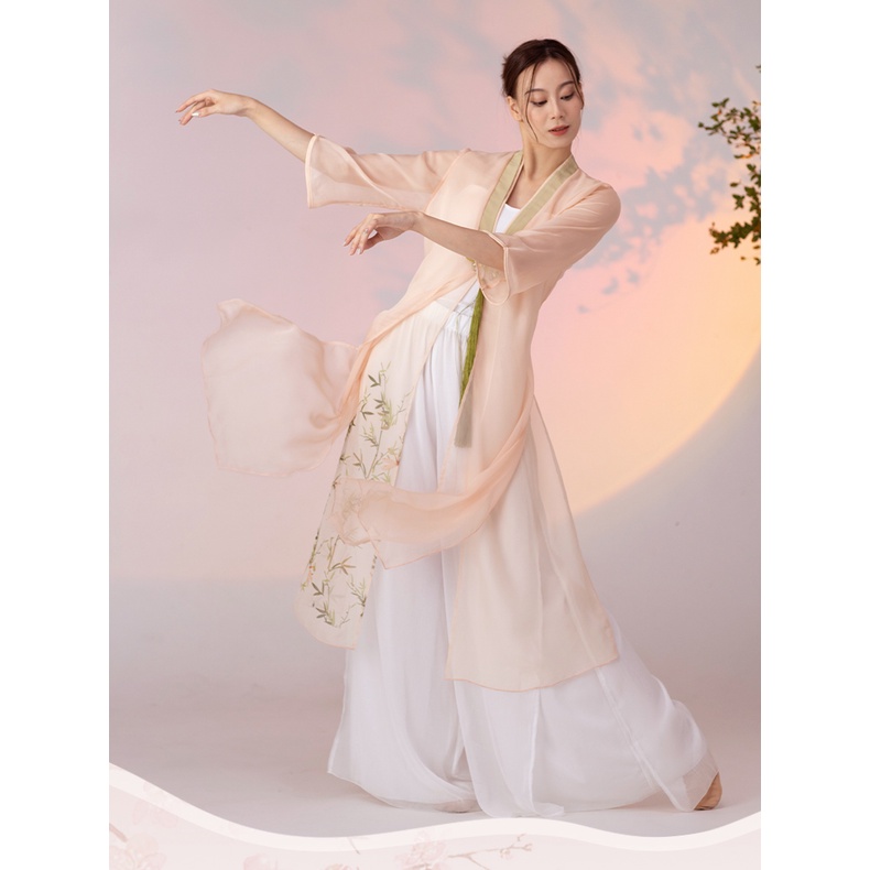 Áo Khoác Cardigan Dáng Dài Phong Cách Trung Hoa Cổ Điển Cho Người Lớn Tập Múa