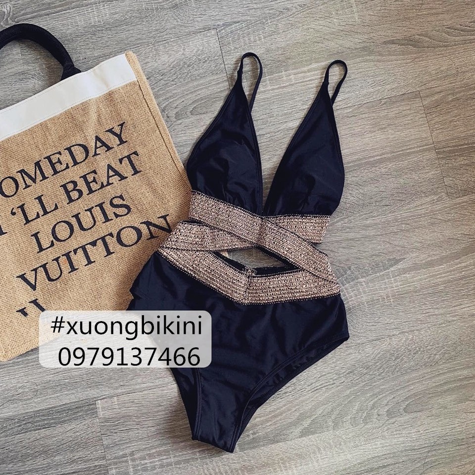 Bikini cut out sexy phối kim tuyến ánh nhũ- tạo eo thon gọn-ảnh thật | BigBuy360 - bigbuy360.vn