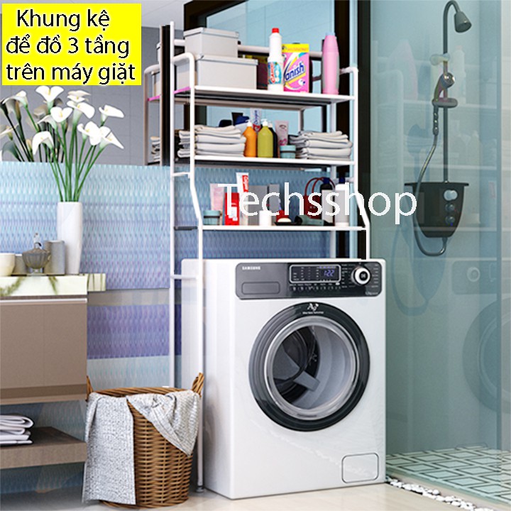 Kệ Để Đồ Trên Máy Giặt 3 Tầng - Khung Lắp Đựng Vật Dụng Nhà Tắm Nhà Bếp - Giá Để Đồ Trên Bồn Cầu