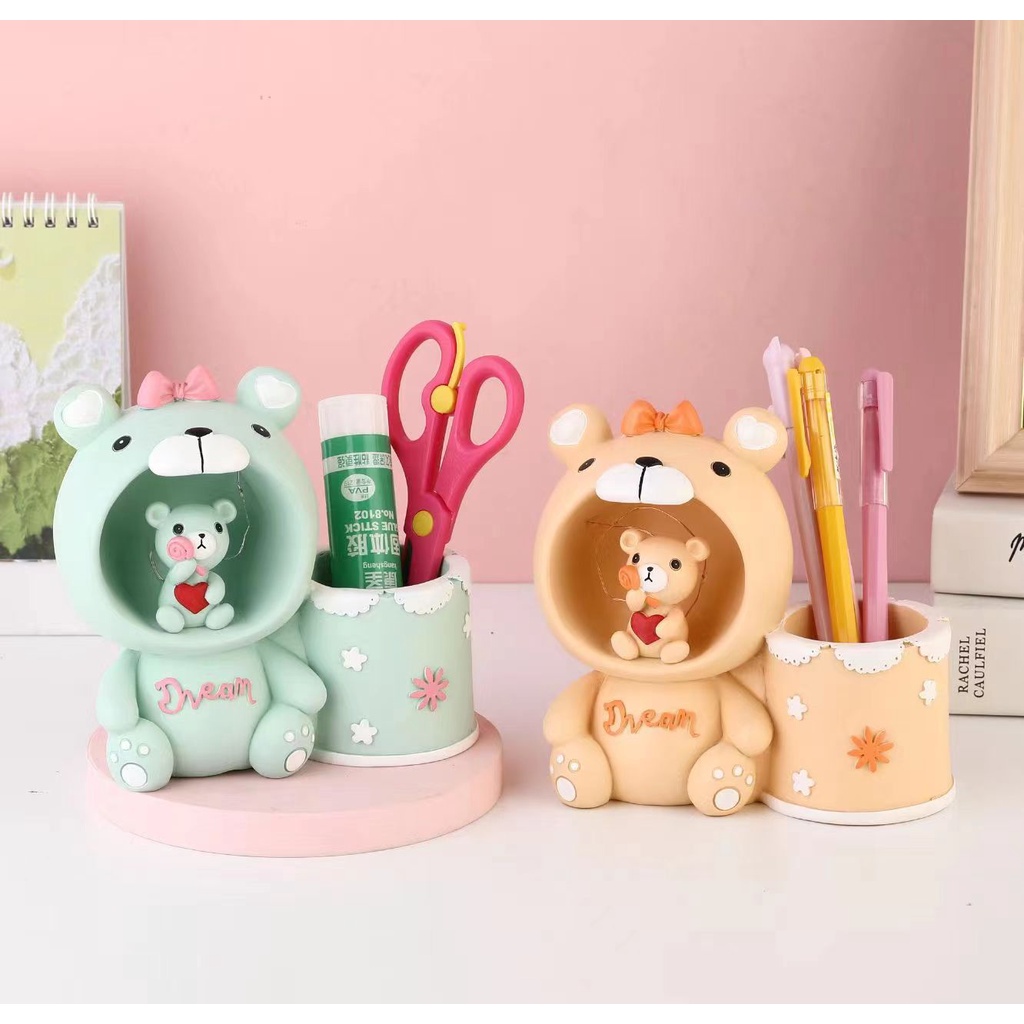 Ống Đựng Bút Bằng Nhựa Resin Hình Hổ / Thỏ Dễ Thương Sáng Tạo