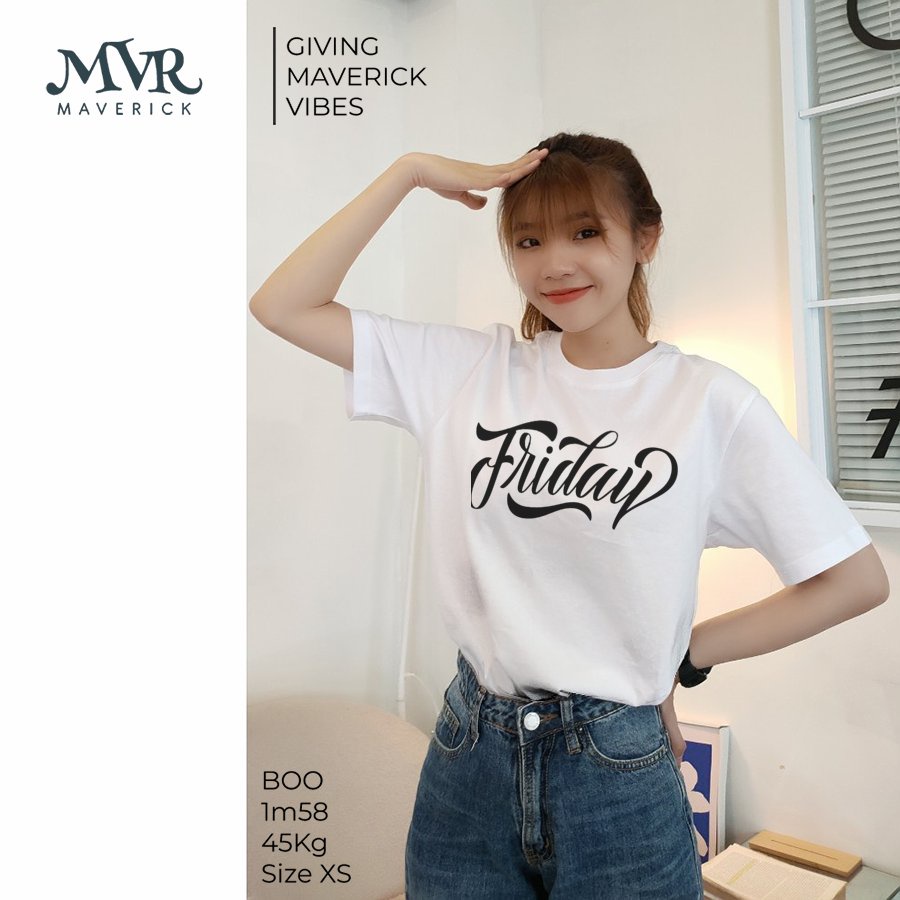 Áo thun nữ phom rộng Cotton thoáng mát chữ Friday BB3821 MVR