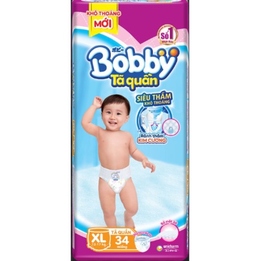 Tã quần Bobby size XL 34 miếng ( cho bé 12-17kg)