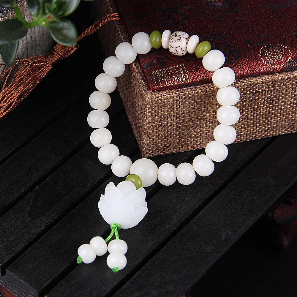 Vòng tay nam hạt bạch ngọc bồ đề, vòng gỗ đàn hương - Bạch Ngọc Bồ Đề