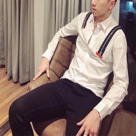 Áo Sơ Mi Nam Trắng Mix Khóa Vai Dài Tay Cực đẹp, Cao Cấp [ Giá cam kết rẻ nhất ]