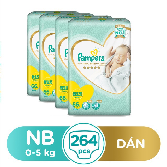 [Mã FMCGMALL - 8% đơn 250K] Bộ 4 Tã/Bỉm Dán Pampers Nhật Bản cao cấp đủ sizes NB66/S60/M48/L40