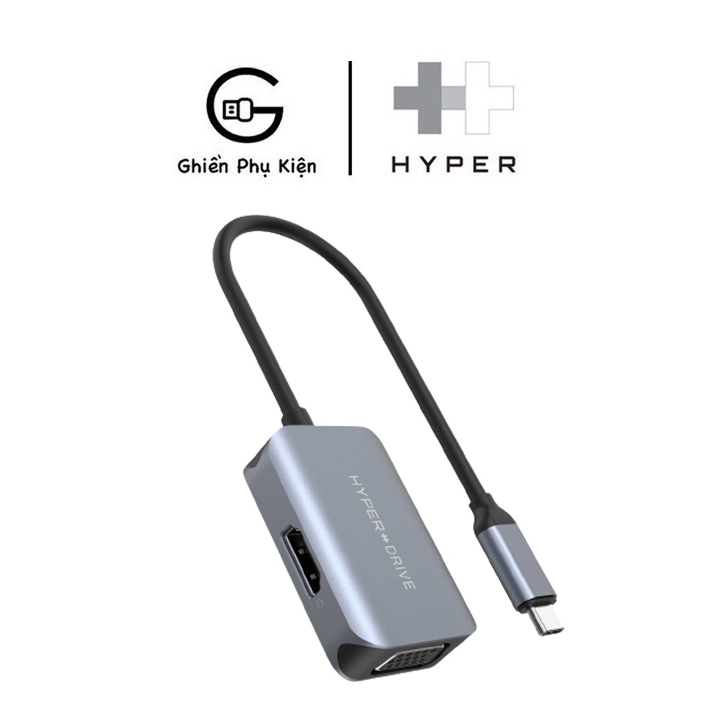 Cổng Chuyển HyperDrive 2 IN 1 HDMI/VGA 4K - HD-C2HV - HÀNG CHÍNH HÃNG