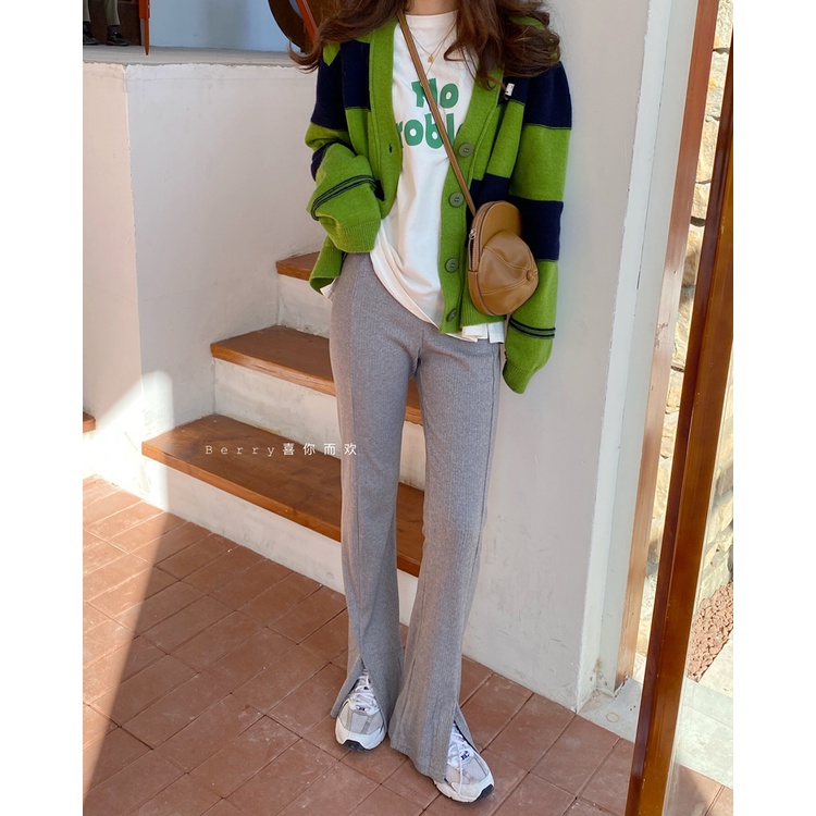 Áo Khoác Cardigan Dệt Kim Tay Dài Cổ Chữ V Dáng Rộng Kẻ Sọc Thời Trang Mùa Thu Cho Nữ | BigBuy360 - bigbuy360.vn