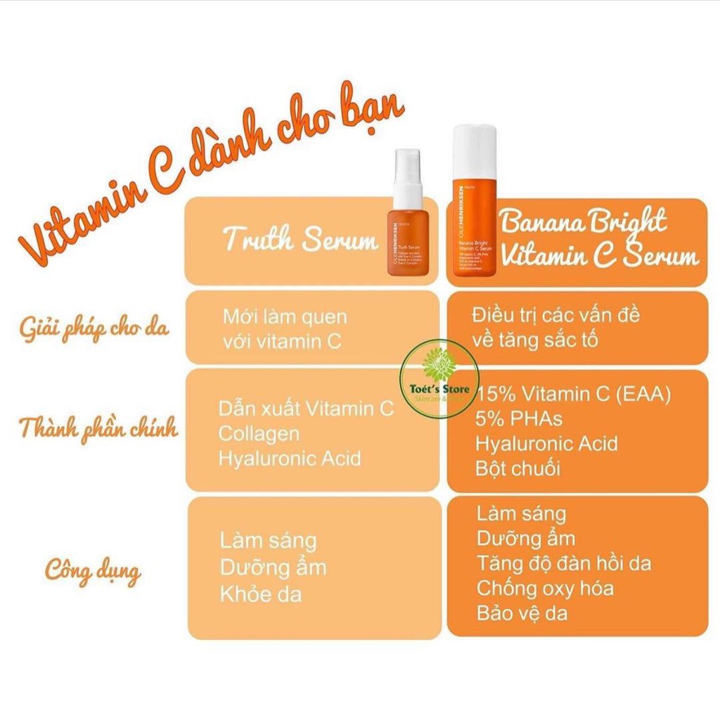 Serum sáng da, mờ thâm OleHenriksen Banana Bright Vitamin C Serum Ole Henrikse 7ml
