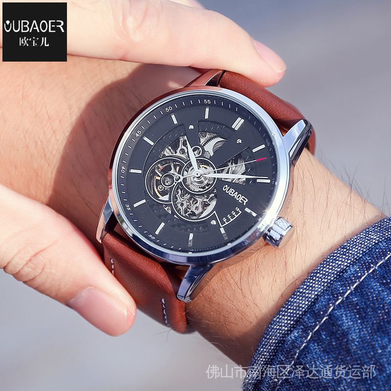 Hàng Chính Hãng Swiss Đồng Hồ Cơ Tự Động Chống Thấm Nước Dây Da Thật Cao Cấp Phong Cách Doanh Nhân Cho Nam