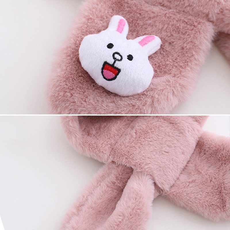 Khăn quàng cổ nhồi bông gắn hình thỏ gấu dễ thương sưởi ấm mùa thu đông cho trẻ nhỏ