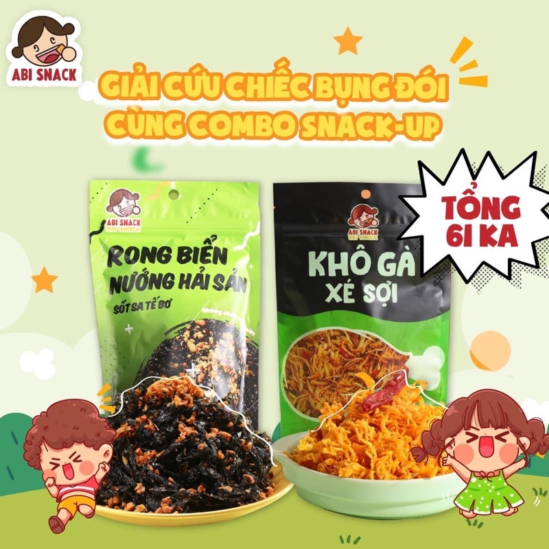 [ TẶNG KHẨU TRANG ] Combo rong biển + Khô Gà Abi Snack