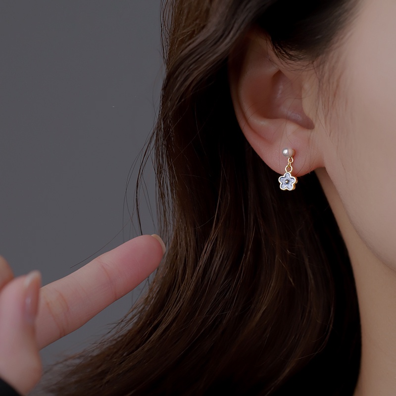 Bông Tai Hình Hoa Đính Ngọc Trai Dễ Thương Cho Nữ