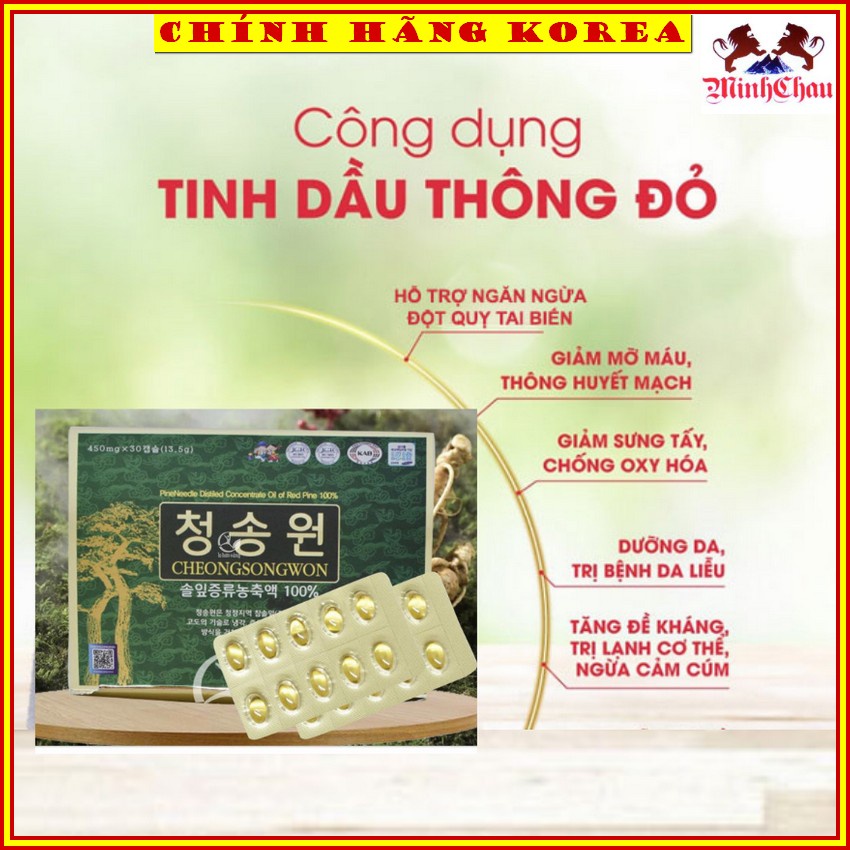 Tinh Dầu Thông Đỏ Cheongsongwon 180 viên Hàn Quốc, minhchau