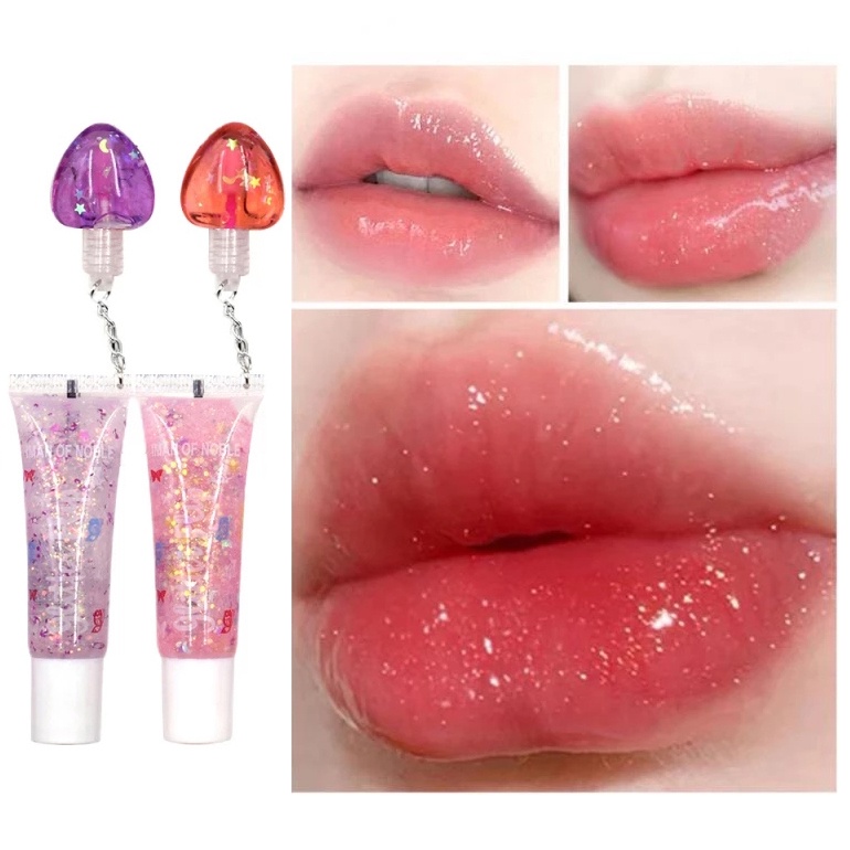 [Hàng mới về] Son bóng dạng lỏng không màu trong suốt phối hạt kim sa lấp lánh chống nứt nẻ hiệu quả