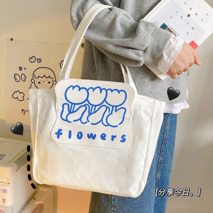 Túi xách đeo chéo vải Tone  CÓ KHÓA KÉO &amp; TÚI CON VẢI CANVAS PHONG CÁCH Harajuku