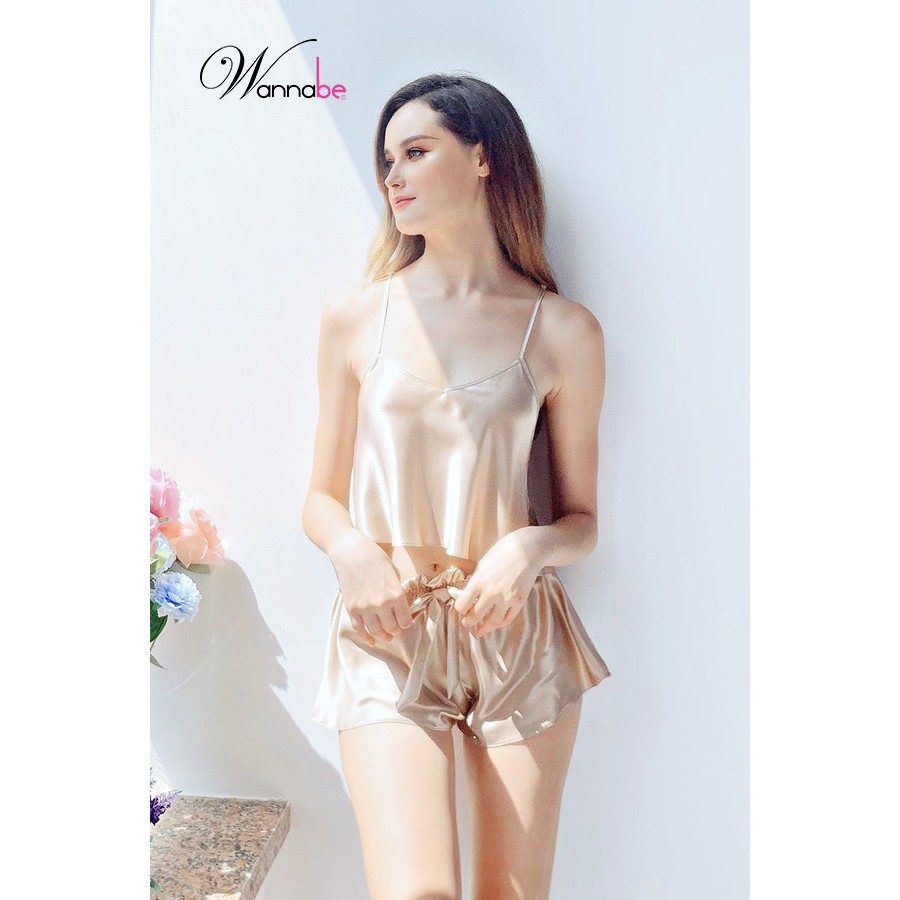 Đồ bộ mặc nhà phi lụa Wannabe, bộ short bss07