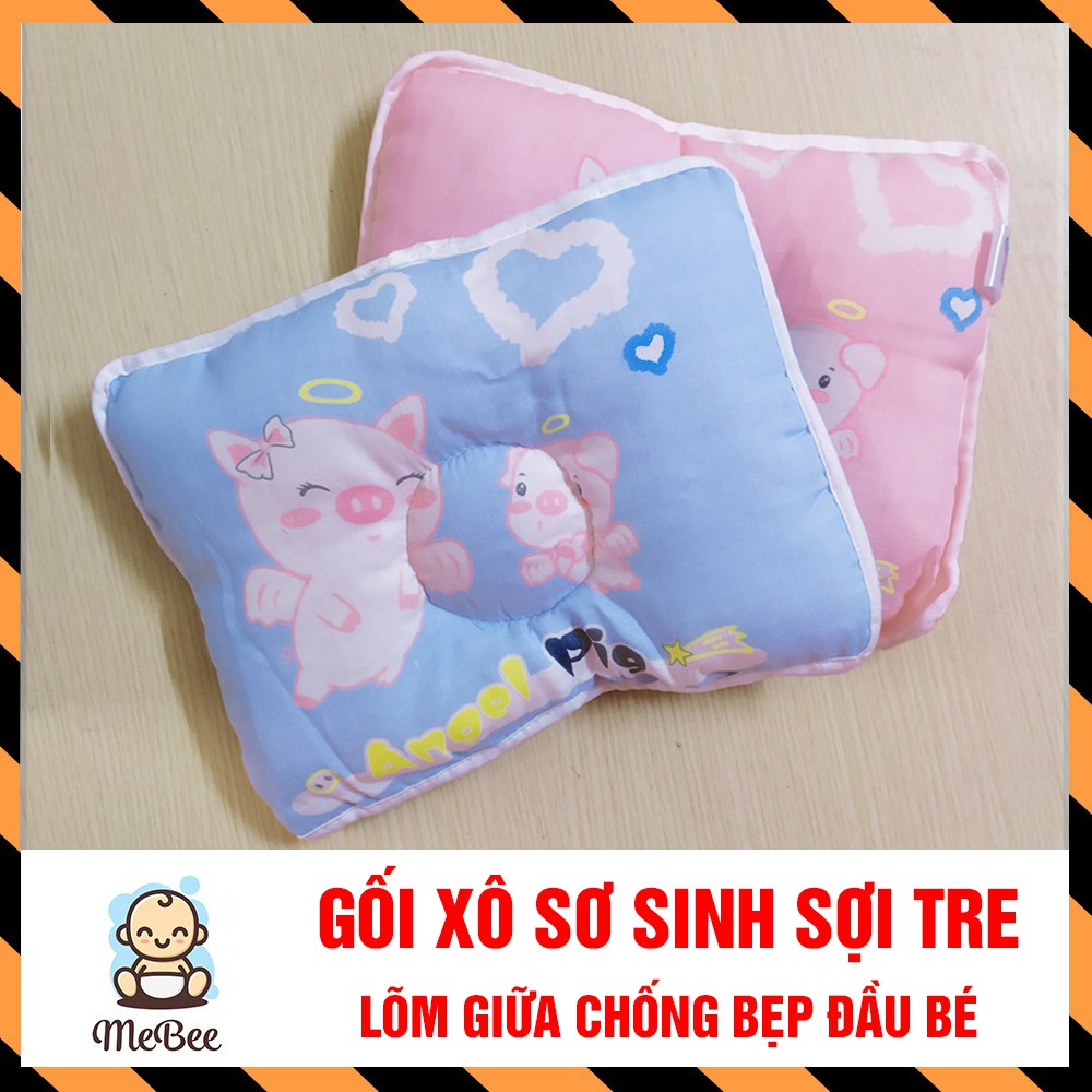 Gối xô sơ sinh Goodmama sợi tre lõm giữa, chống bẹp đầu cho bé