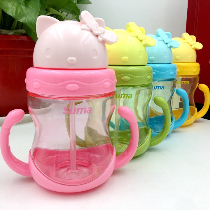 HCM -Bình nước có vòi hút cho bé Hello Kitty 280ml