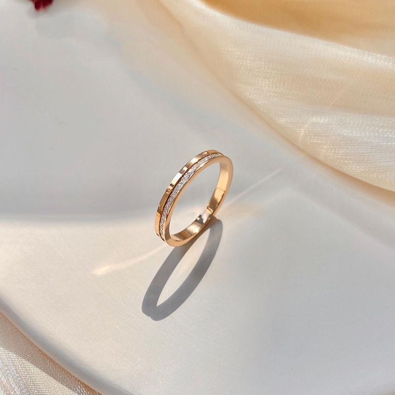 Nhẫn đeo tay bằng thép titan màu vàng hồng phong cách Hàn Quốc đơn giản thời trang cho nữ