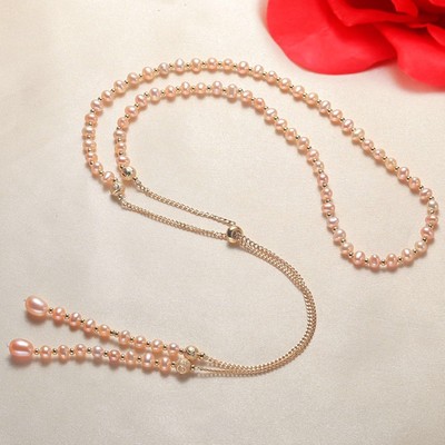 Vòng Cổ Hạt Màu Cam 6-7ly Mix Charm Tinh Tế, Sang Trọng - Ngọc Trai Trường Thịnh