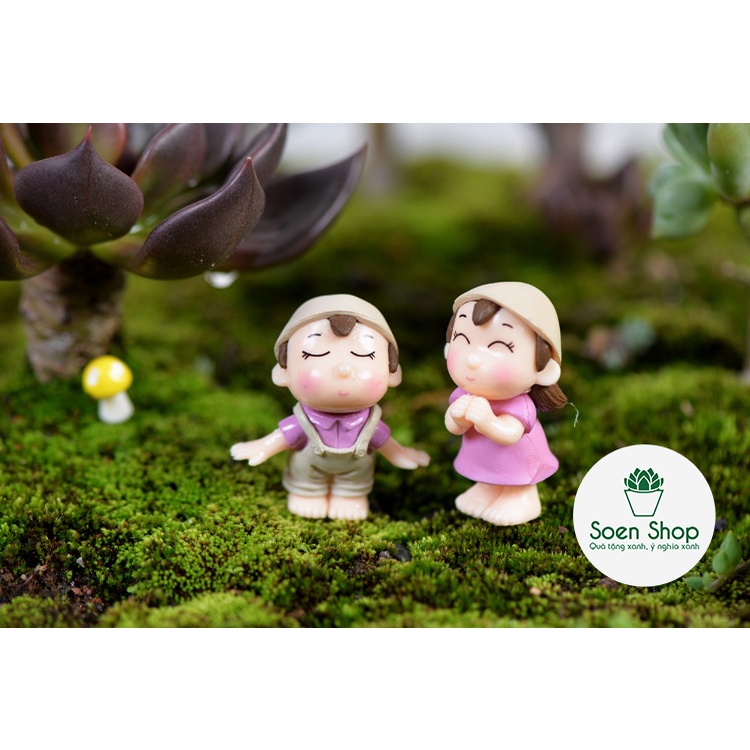 |FREESHIP| CẶP ĐÔI LÀM VƯỜN- Phụ kiện trang trí cây xanh để bàn làm việc, mô hình trang trí cho bể cá, tiểu cảnh