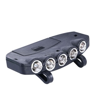 Đèn LED 5 bóng câu cá đêm, kẹp mũ kèm 2 pin