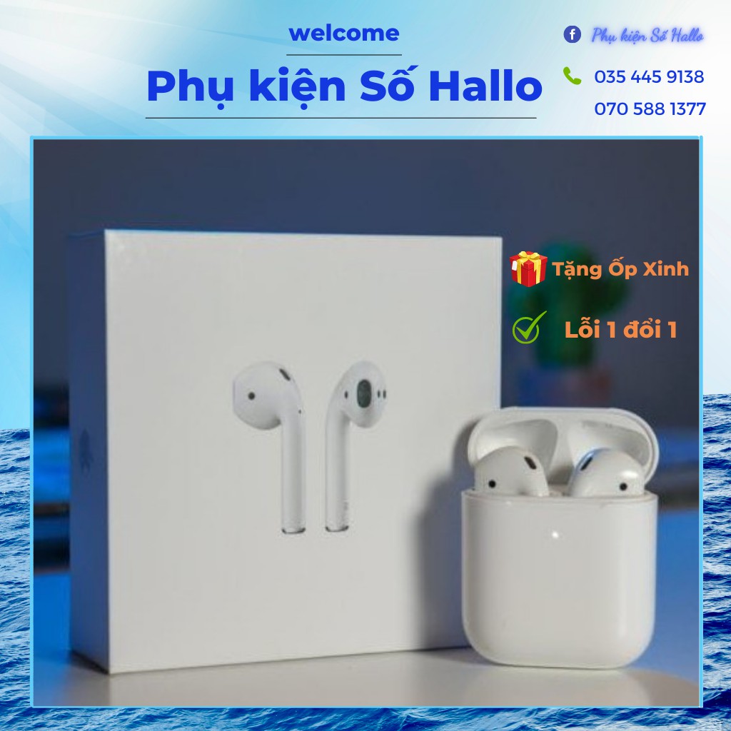 Tai nghe bluetooth Airpods 2 cao cấp Cảm Ứng Đa Điểm Full Chức Năng (Định Vị - Đổi Tên)  dùng cho IOS và Androi