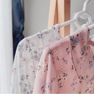 Đầm hoa sổ sen Vintage (Hồng, Trắng)