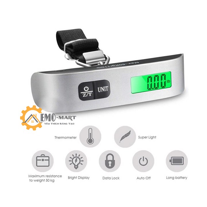 Cân Móc Điện Tử🍀[ BH 12 Tháng ]🍀Màn Hình LCD, Tải Trọng Tối Đa 50Kg, Móc Treo Inox, Dây Đai Chắc Chắn