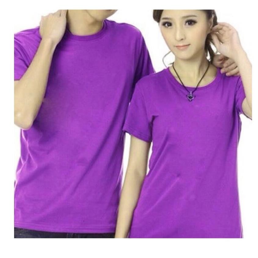 ÁO THUN TRƠN CỔ TRÒN MÀU TÍM ĐẬM TAY NGẮN NAM NỮ ( CÓ CẢ SIZE EM BÉ ) T33N1 Tốt