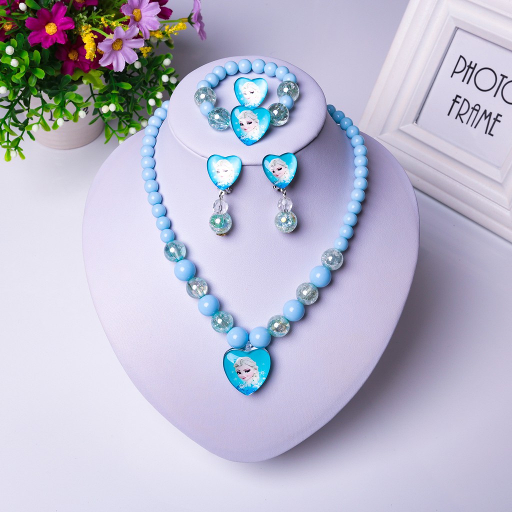 Set bộ trang sức 4 món phụ kiện công chúa Elsa Frozen cho bé gái