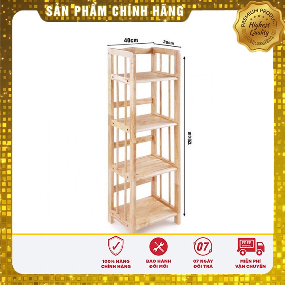 Kệ sách kệ đa năng 4 tầng [ FREE SHIP ] gỗ cao su tự nhiên màu vân gỗ | WebRaoVat - webraovat.net.vn