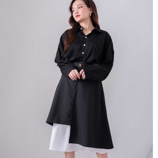 Chân váy dài ulzzang lệch tầng dáng dài xòe nữ đen trắng, chân váy tầng hàn quốc CV09