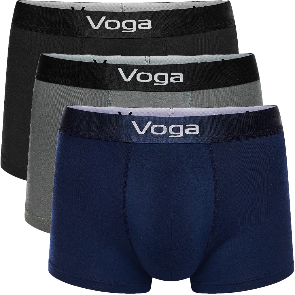 Set 3 quần lót nam kiểu boxer ống ngắn Voga vải cao cấp Modal thoáng mát, hút ẩm, khử mùi