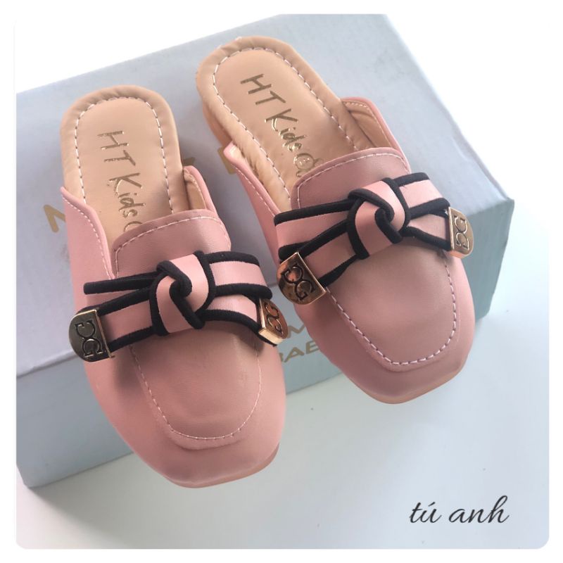 Giày sục nơ xinh da PU mềm đế chống trơn cho bé gái