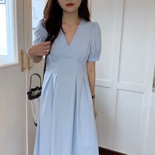 Đầm cổ v dáng midi