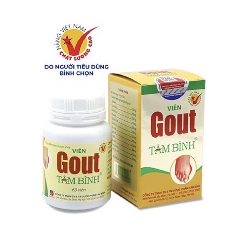 Viên Gout Tâm Bình - Hỗ Trợ giảm triệu chứng đau do Gout ( Lọ 60 viên )