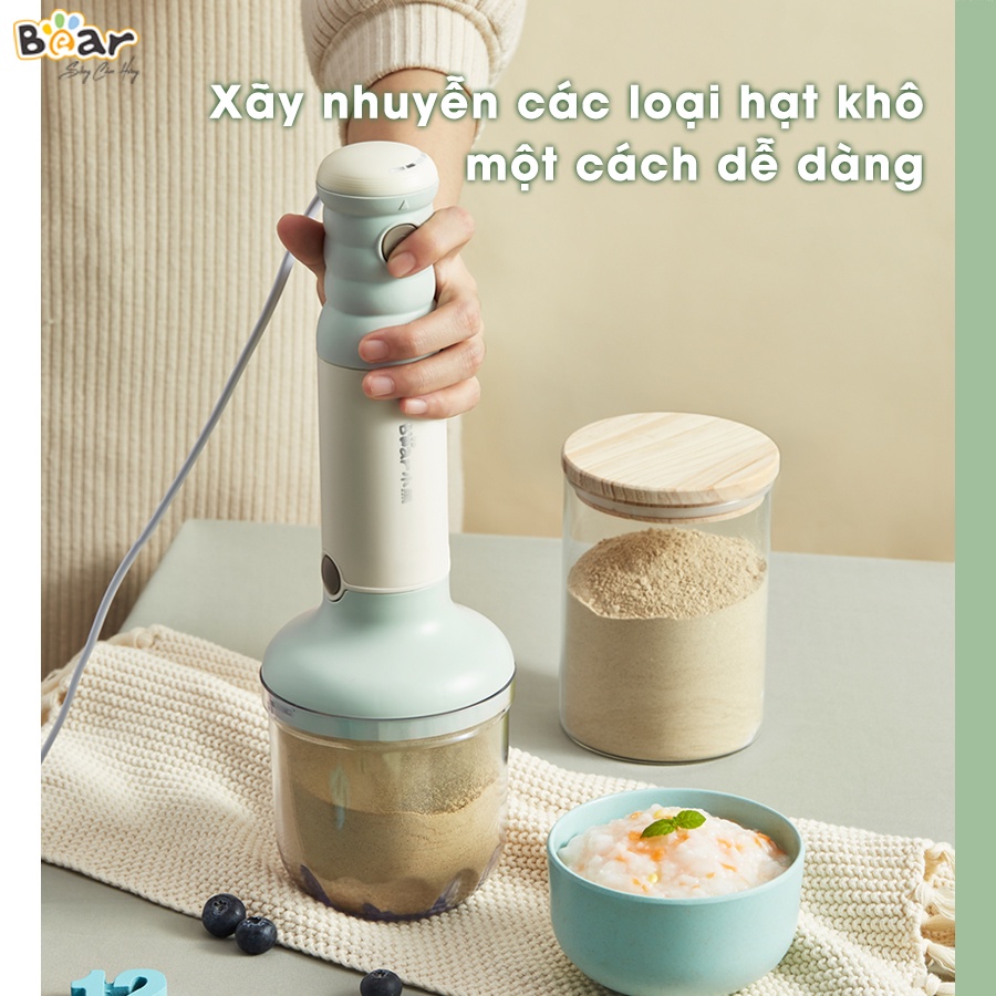 Bộ Máy Xay Bear Đa Năng Xay Ăn Dặm, Xay Cháo, Xay tỏi ớt, Đánh Trứng Cầm Tay Tiện Lợi - JBQ-B50E1