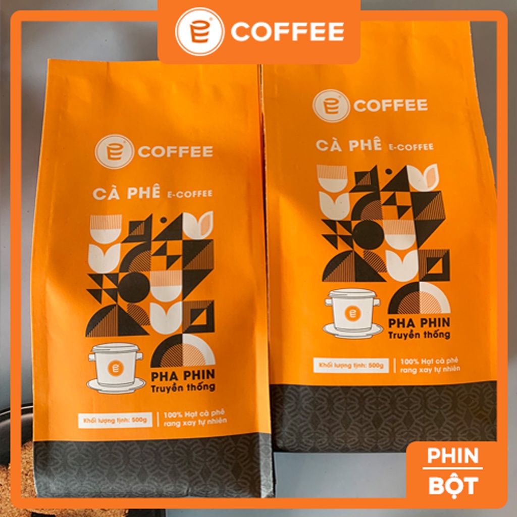 Cà phê Cafe pha phin E COFFEE 1kg rang mộc, dòng cafe nguyên chất chuẩn vị truyền thống gu đậm đà thơm ngon