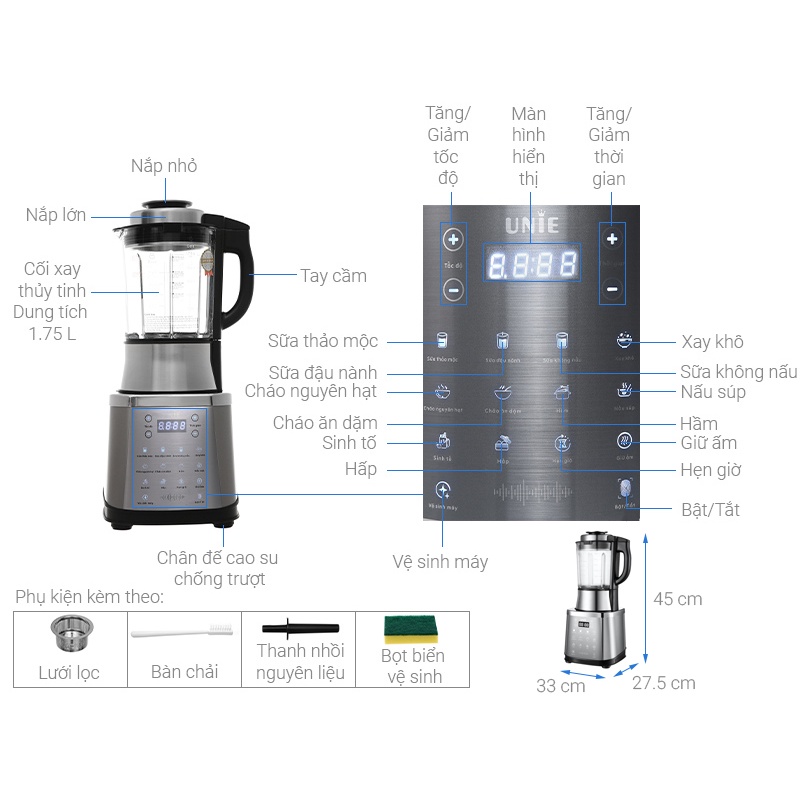 MÁY LÀM SỮA HẠT UNIE V8S