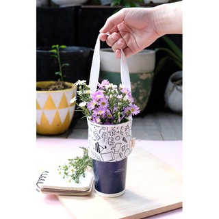 Quai vải vẽ vời/ Túi vải đựng ly giữ nhiệt/ Quai xách ly giữ nhiệt/ Quai xách ly tumbler/ Bảo vệ môi trường