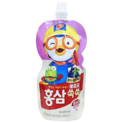 [Mã 77FMCGSALE1 giảm 10% đơn 250K] Nước hồng sâm Pororo trẻ em vị nho 100ml