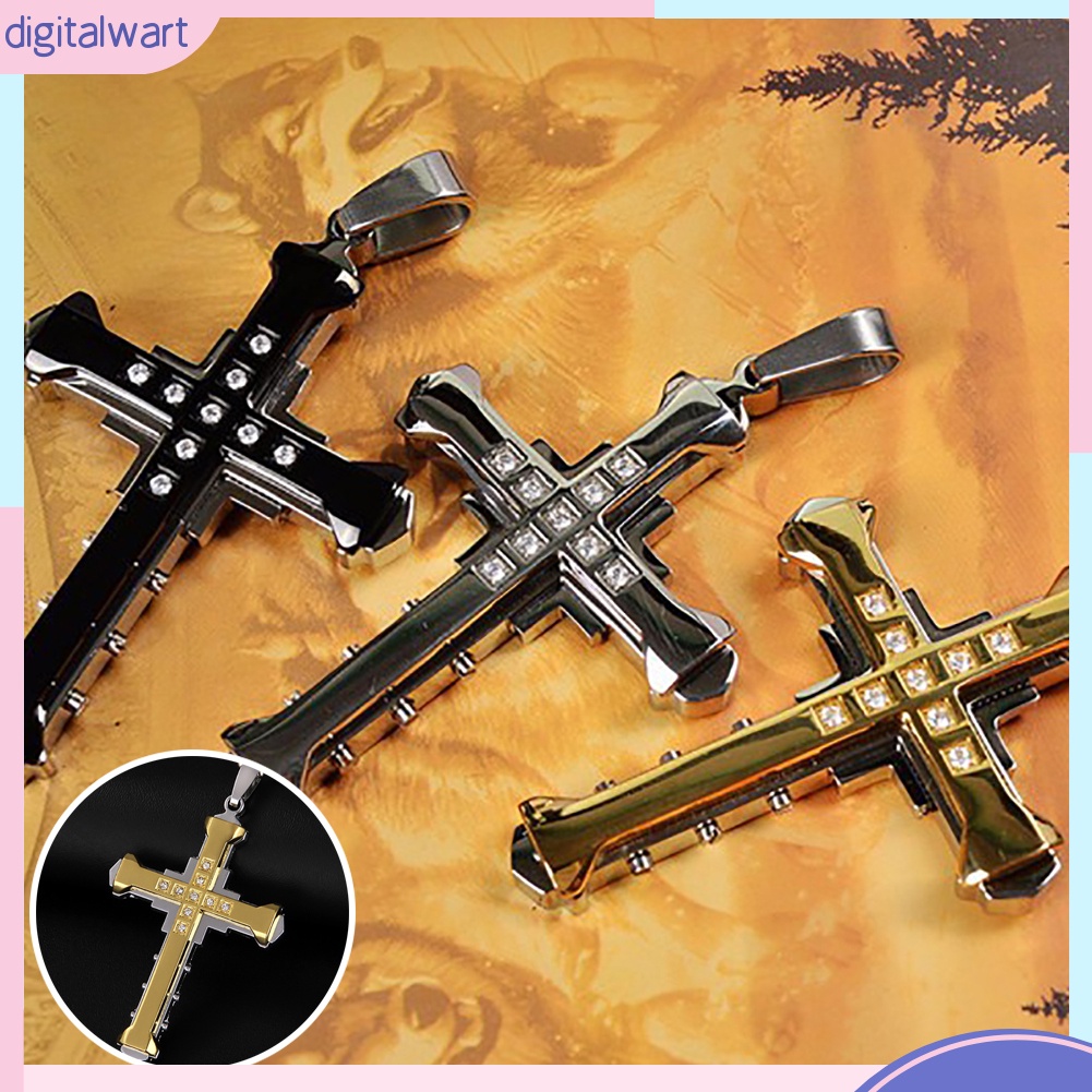 Dây Chuyền Chữ Thập Đính Đá Giả Thời Trang Cho Nam