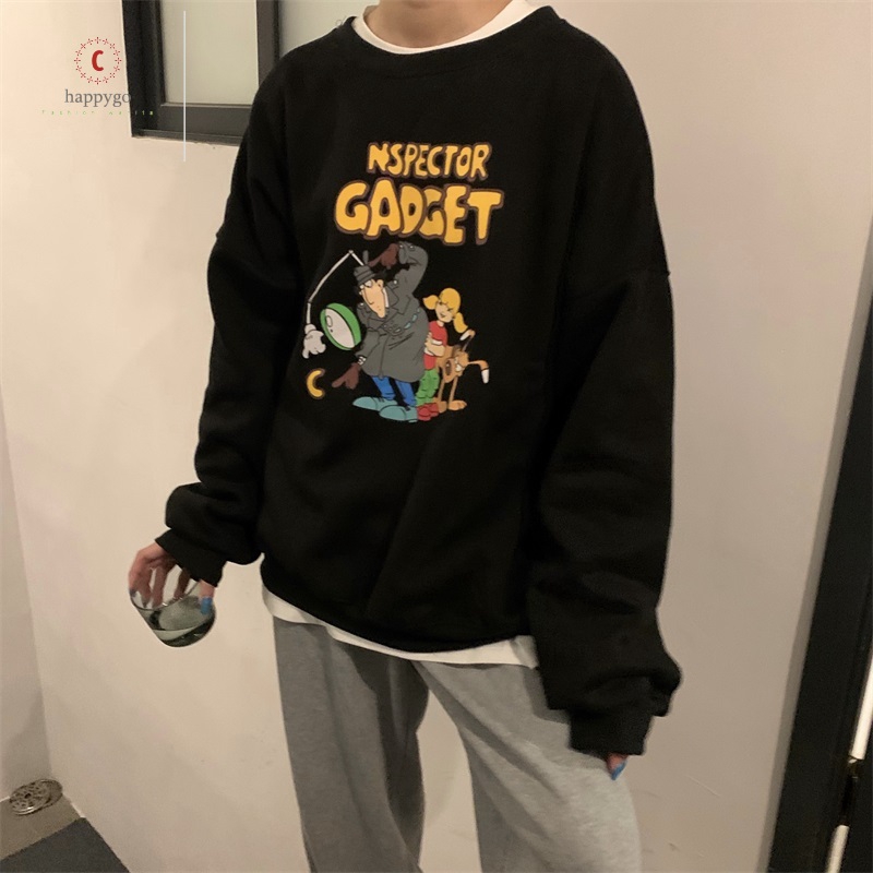 Áo sweater dài tay in hình hoạt hình dễ thương phong cách Hàn Quốc cho nữ