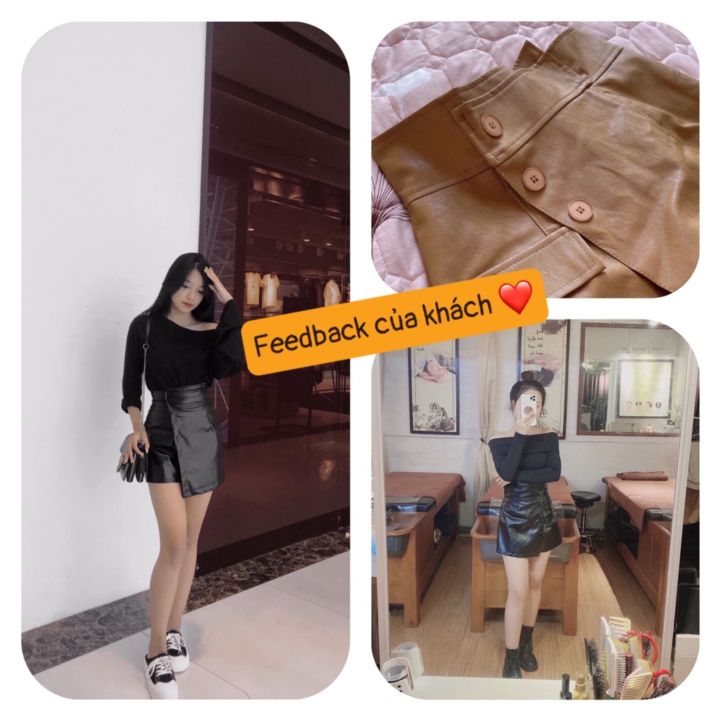 [Mã FAWEEKDAY2 giảm 10K đơn 50K] Chân váy da chữ a cạp chéo quần giả váy vạt chéo 3 cúc có khóa kéo sau lưng | BigBuy360 - bigbuy360.vn