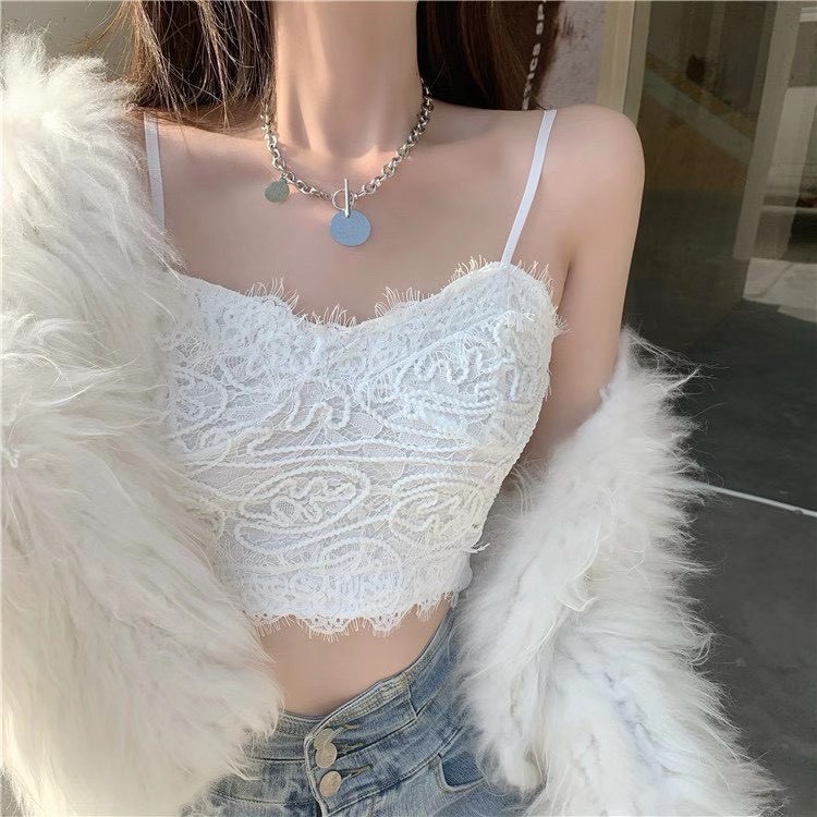 Áo Bra Ren Dáng Dài Theo Phong Cách CropTop Cực Xinh 379