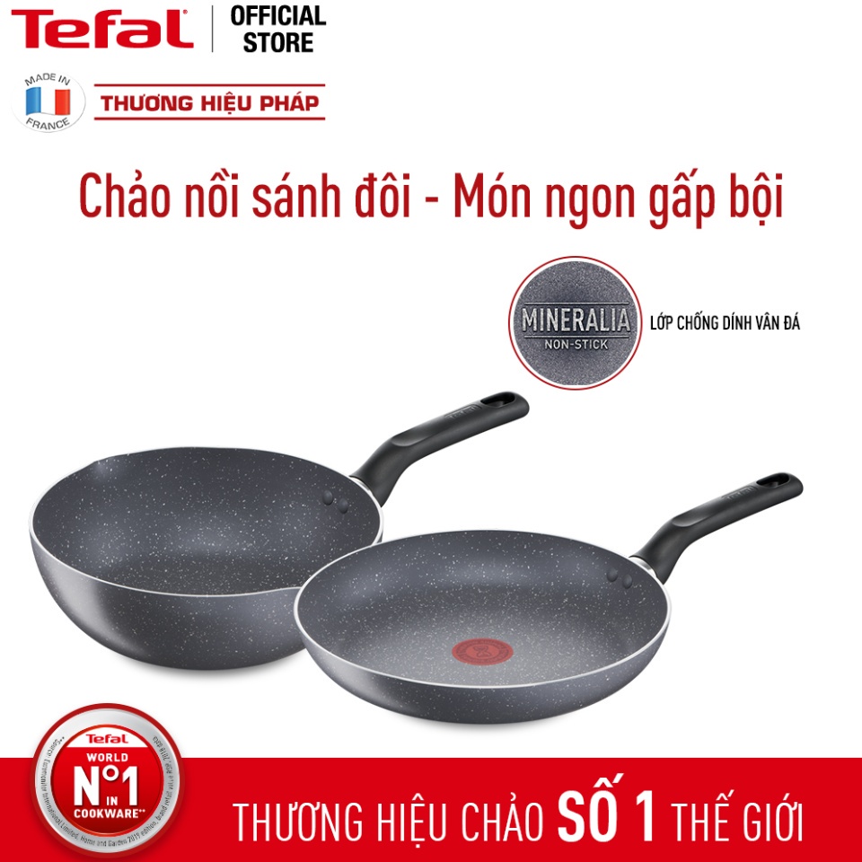 Chảo chiên Tefal Natura Dùng được trên bếp gas/ bếp hồng ngoại - Công nghệ báo nhiệt thông minh - Hàng chính hãng