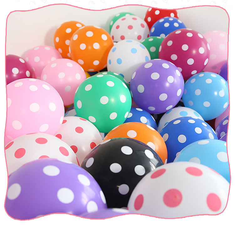Bộ 20 Bong Bóng Cao Su 12 Inch Họa Tiết Chấm Bi Trang Trí