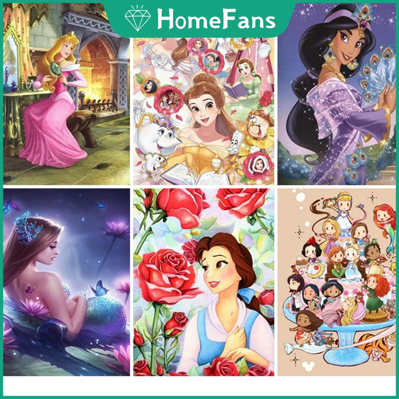 Bộ tranh đính đá 5D họa tiết công chúa Disney hoạt hình độc đáo kích thước 30X40cm