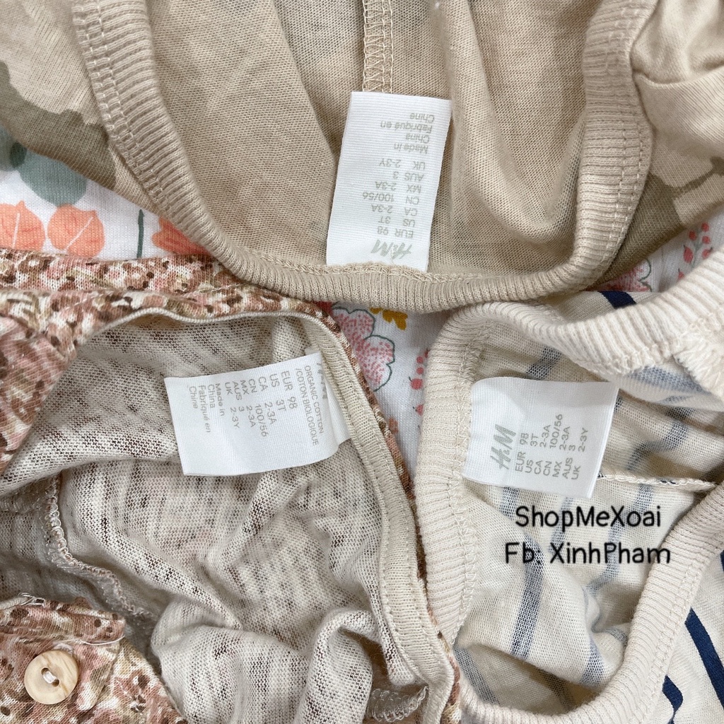 [Size Newborn 0-2M] BODY ĐÙI, YẾM HM SIZE SƠ SINH BODY ĐÙI HM YẾM MÀU KEM SỮA CHO BÉ TRAI/GÁI